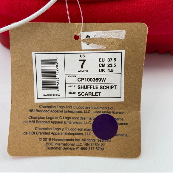 Champion Women's Shuffle Script Scarlet Slippers - Picture 10 of 11